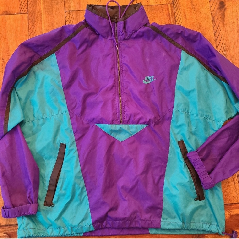 Nike Vintage Windbreaker 1990s Mens Size Medium Purple/Teal/Black EUC VTG